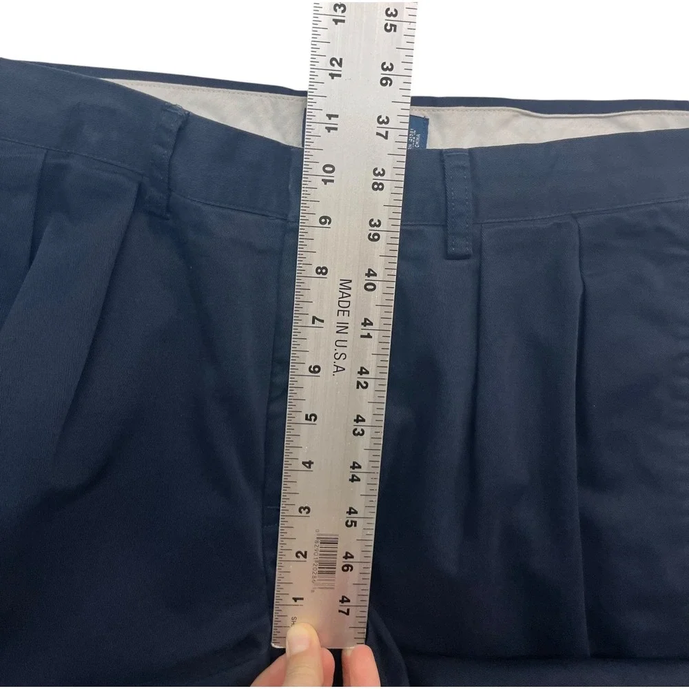 vtg 90s Polo Ralph Lauren 31x30 Navy Blue Ethan Pants Chino Cotton Pleated Mens